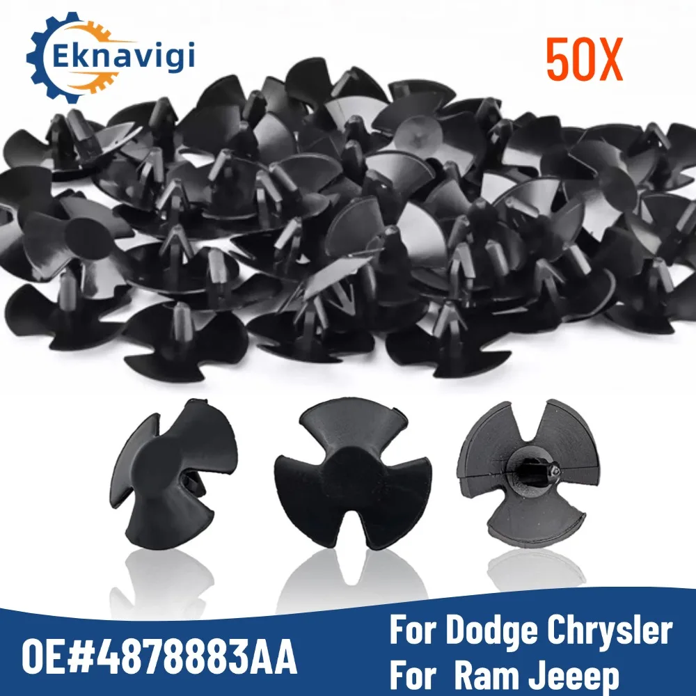 50PCS OE4878883AA Hood Insulation Retainers with one Fastener Remover - Replacement for Chrysler Jeep Dodge Ram Nylon Clip