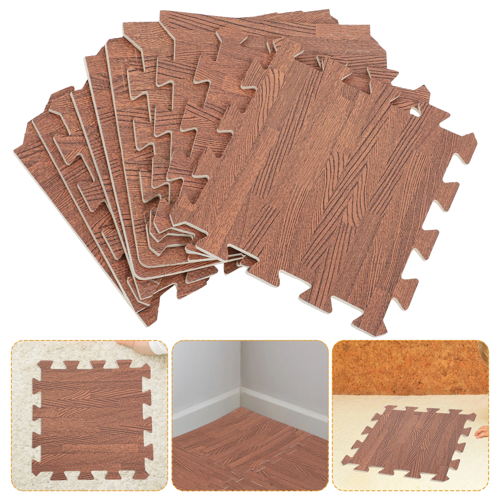 

Rugs for Living Room Wood Grain Floor Mat Kitchen Carpet Household EVA Protective