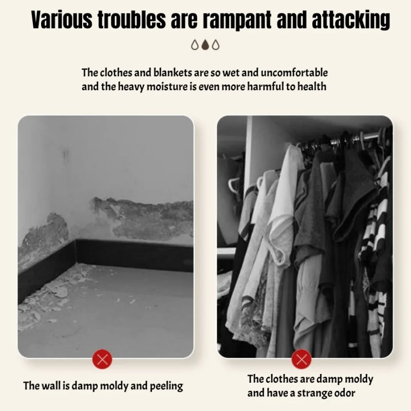 مزيل الرطوبة، خزانة ملابس منزلية قابلة للتعليق، حقيبة ماصة للرطوبة، مقاومة للرطوبة والعفن، كليوريد الكالسيوم، مجفف قابل لإعادة الاستخدام