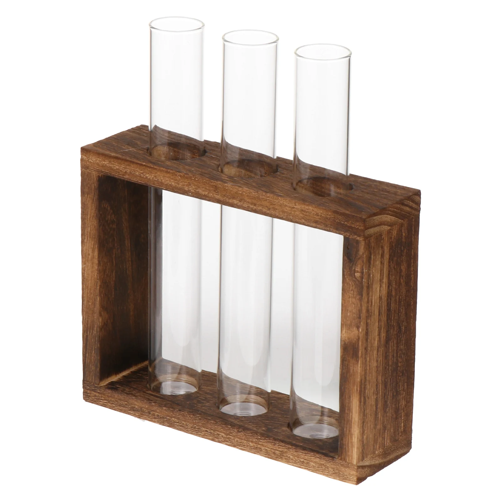 

Glass Test Tube Vase Round Mouth Smooth Wood Transparent Pot Water Level Root Growth Plant Container Vase Home Decor