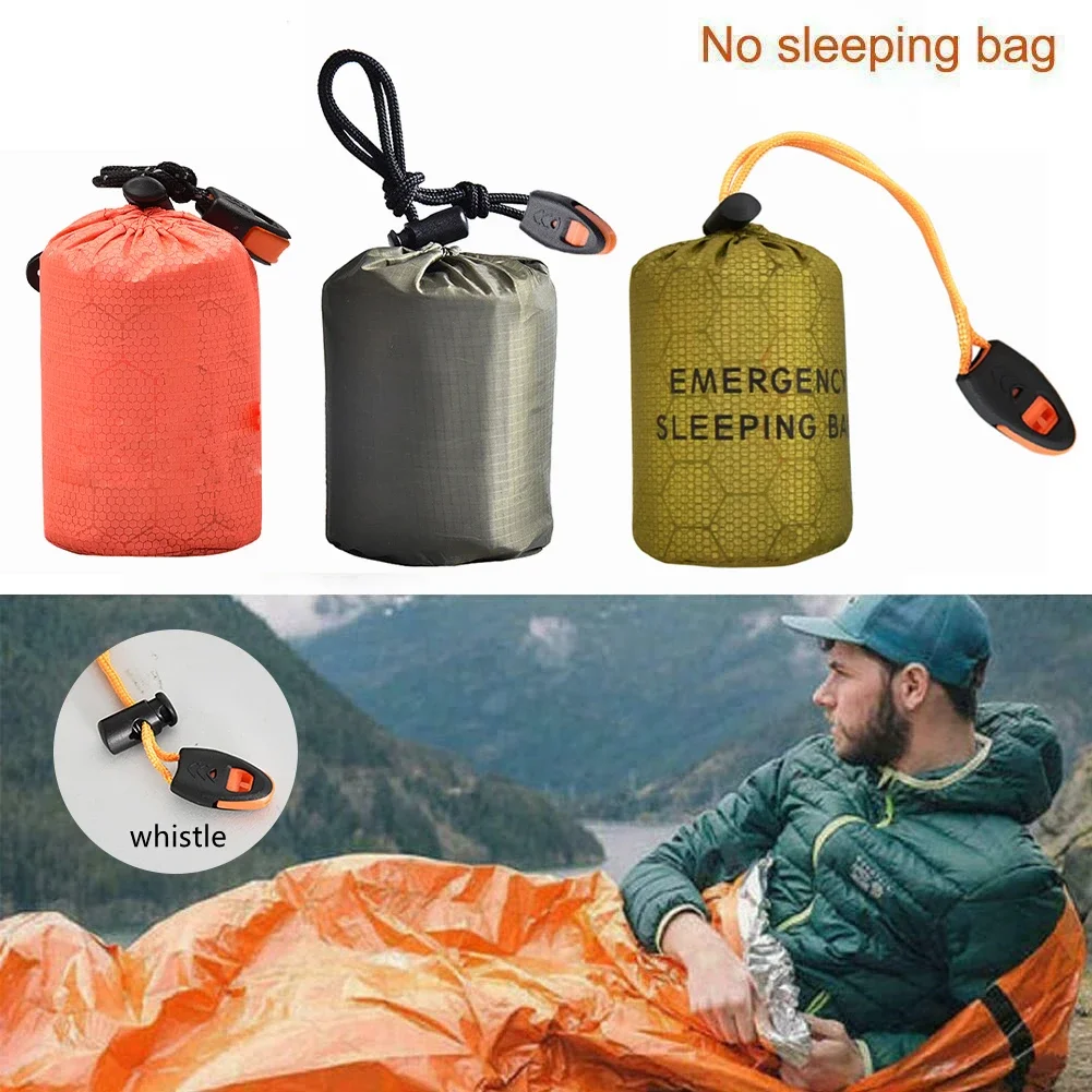 Portátil à prova dwaterproof água sobrevivência de emergência saco de armazenamento de dormir caminhadas saco de acampamento engrenagem térmica kit resgate bivy aid cobertor mylar