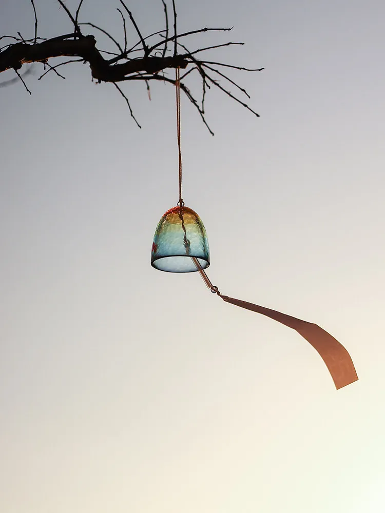Handmade stained glass wind chimes, cherry blossoms, sea breeze, rainbow, Japanese wind chimes pendant gift.
