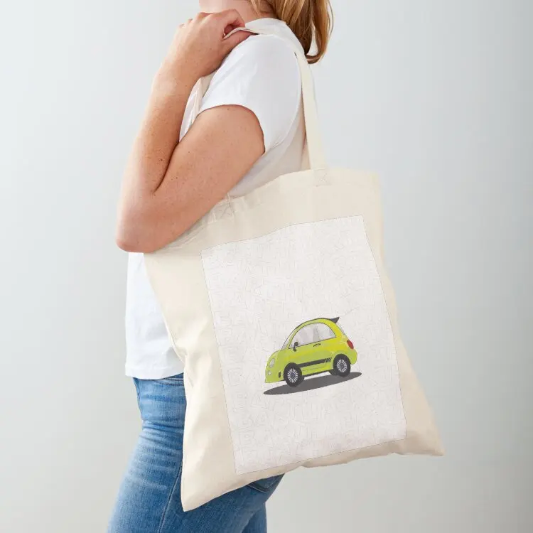 

green abarth car Tote Bag canvas shopping bag Gift bag Woman shopper hand ladies