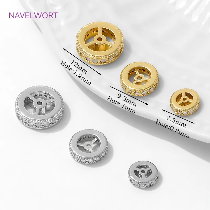 18K مطلية بالذهب عجلة مستديرة خزر عازل للمجوهرات ، الخرز فواصل للأساور ، DIY بها بنفسك الديكور صنع المجوهرات الملحقات #2