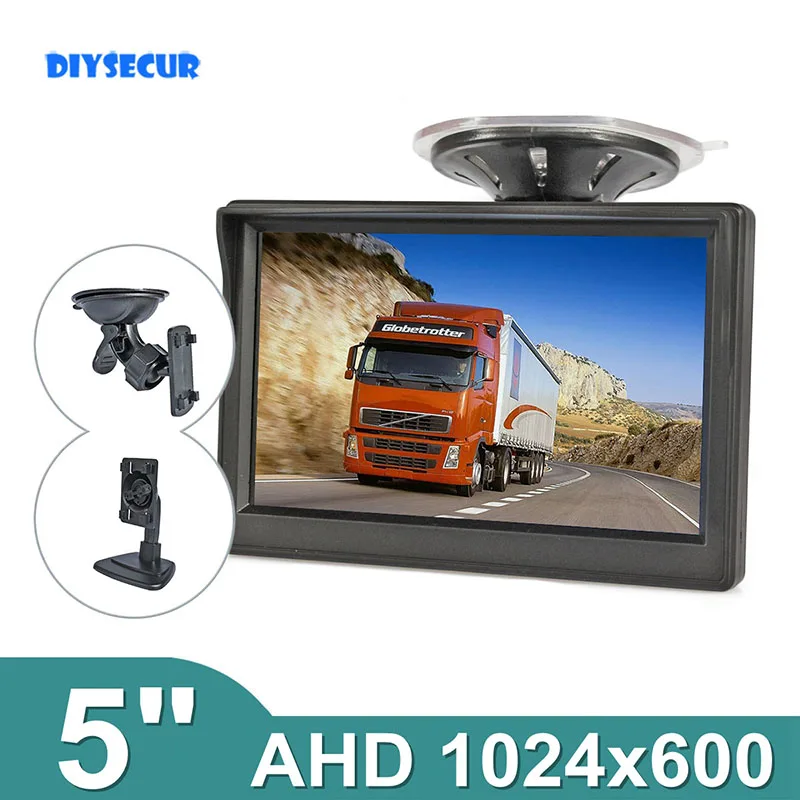 

DIYSECUR 5inch AHD Rear View Car Monitor Inside Parking Backup HD Monitor Suction Cup or Bracket for MPV SUV Horse Lorry