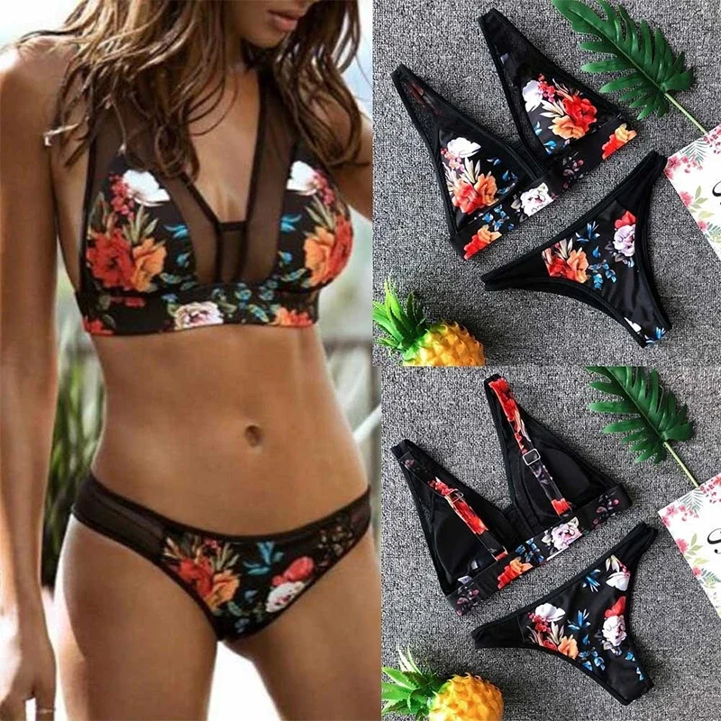 

2023 Summer Two Piece Swimwear Beach Bikini Sexy Swimwear Set Summer Women's New Print Two Piece Bikini Beach Swimwear