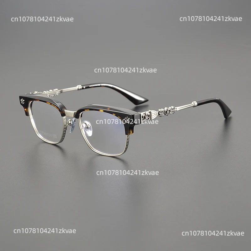 

High-end hand-carved glasses half frame can be equipped with myopia anti-blue light discoloration