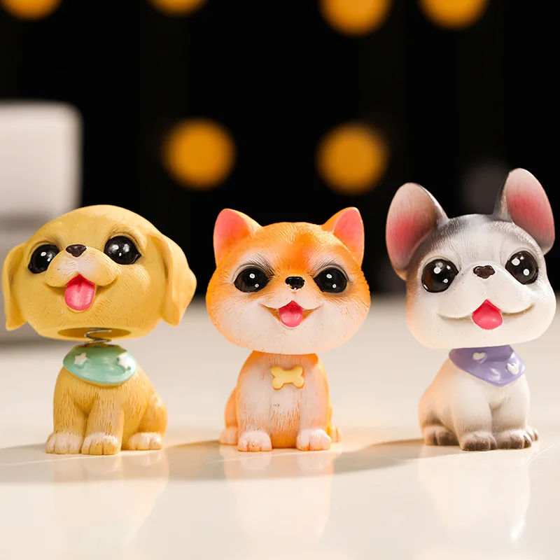 8 Design Shaking Head Dog Ornament Cute Nodding Decoration Gift Car Interior Resin Dog Decoration