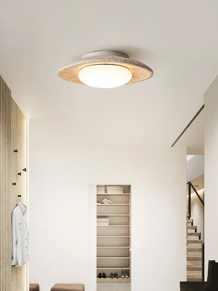 Natural Yellow Cave Stone Nordic Minimalist Villa Corridor Sun Lamp Japanese Wabi Sabi Style Corridor Disc-shaped Ceiling Light