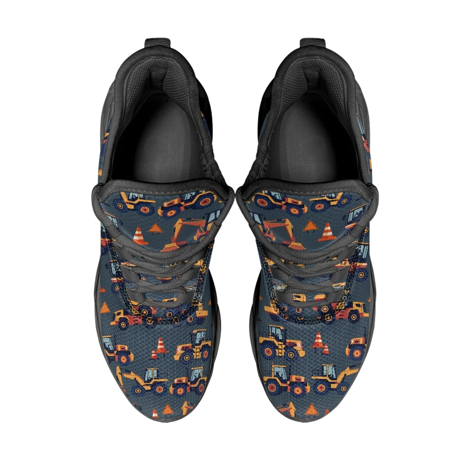 PENSTROLL Vehicle Print Men's Running Shoes Mesh & EVA Men's Sneakers Lightweight Men's Sport Trainer for Gym