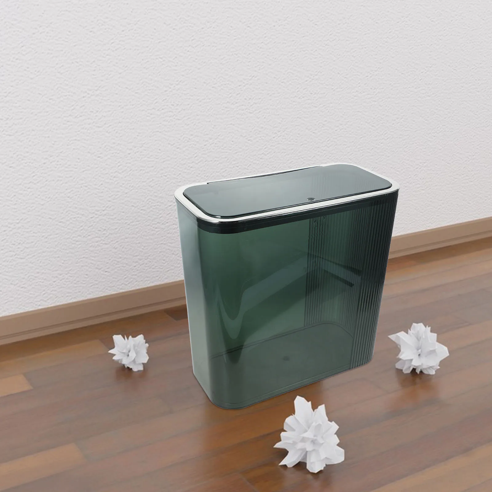 

Flip Trash Transparent Kitchen Bathroom Bedroom Waste Bin Lid Design Sturdy Plastic Garbage Container Storage