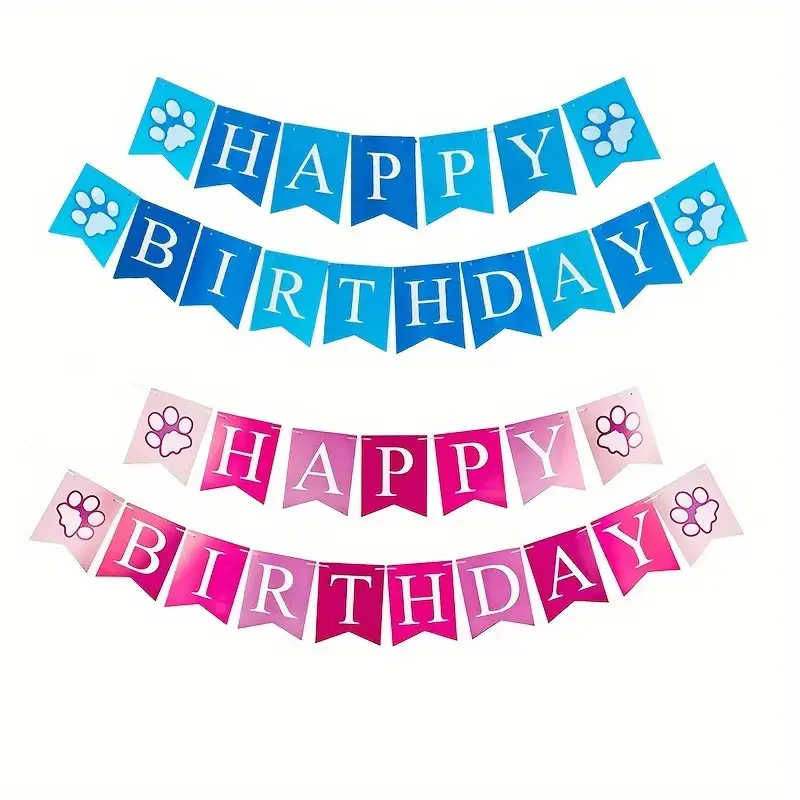 강아지 발바닥 프린트 화환 강아지 생일 배너, 아기 소년 소녀, 첫 번째 생일 베이비 샤워, 애완 동물 테마, 파티 장식