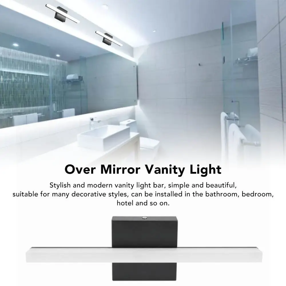 Easy Installation 15.75 Inch LED Vanity Light AC85-265V 8W Vanity Light Black Wall Mounted Over Mirror Vanity Light Hotel