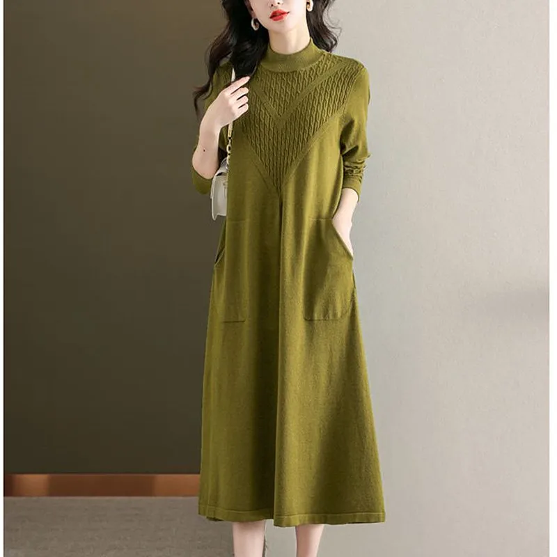 

Женская новая полуводолазка, теплый зимний свитер для женщин, платье, осенняя одежда, половеры средней длины, топы, женская одежда