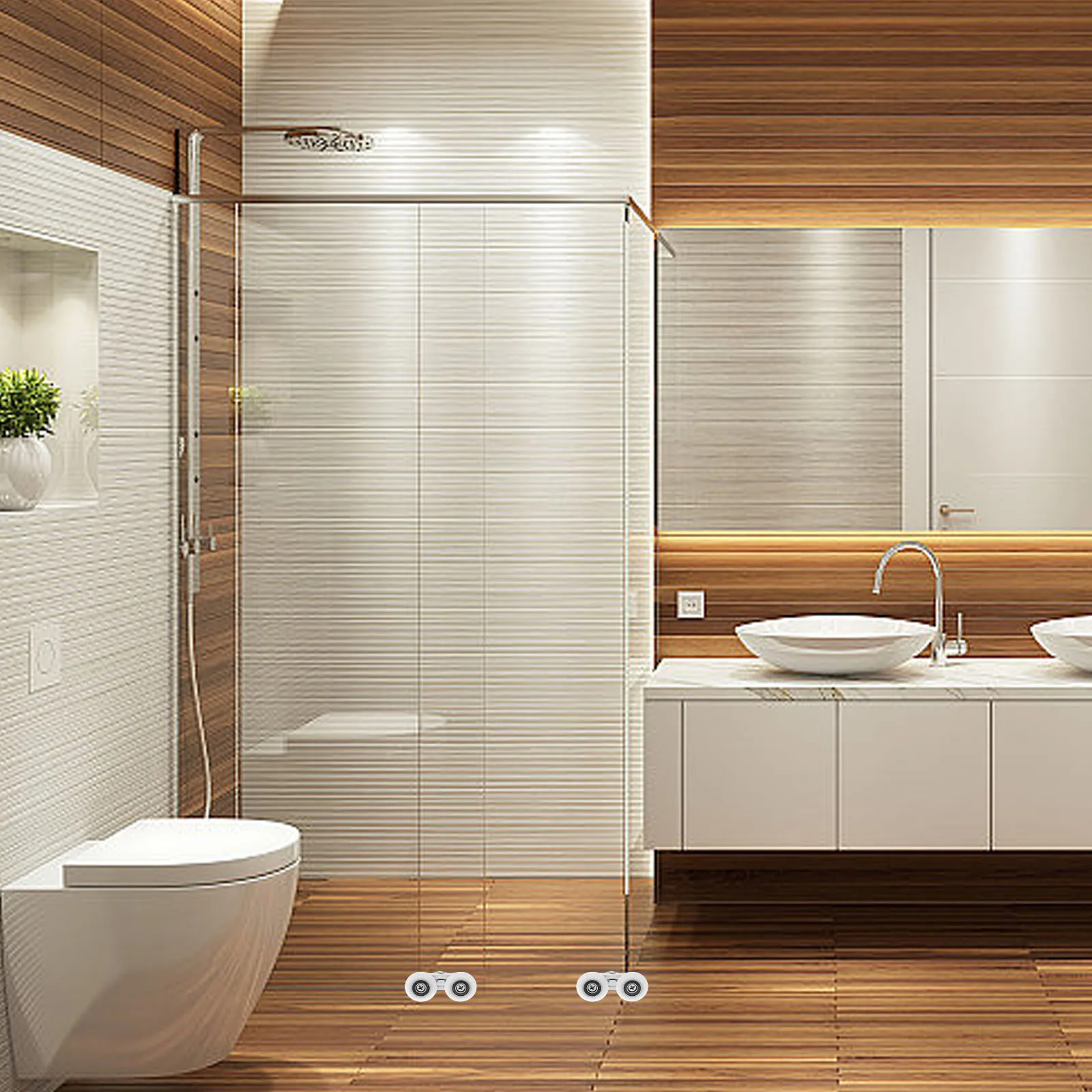 

8pcs Door Rollers Smooth Running Double Shower Door Runners Wheels Sliding Glass Doors Bathtub Enclosures Easy Install