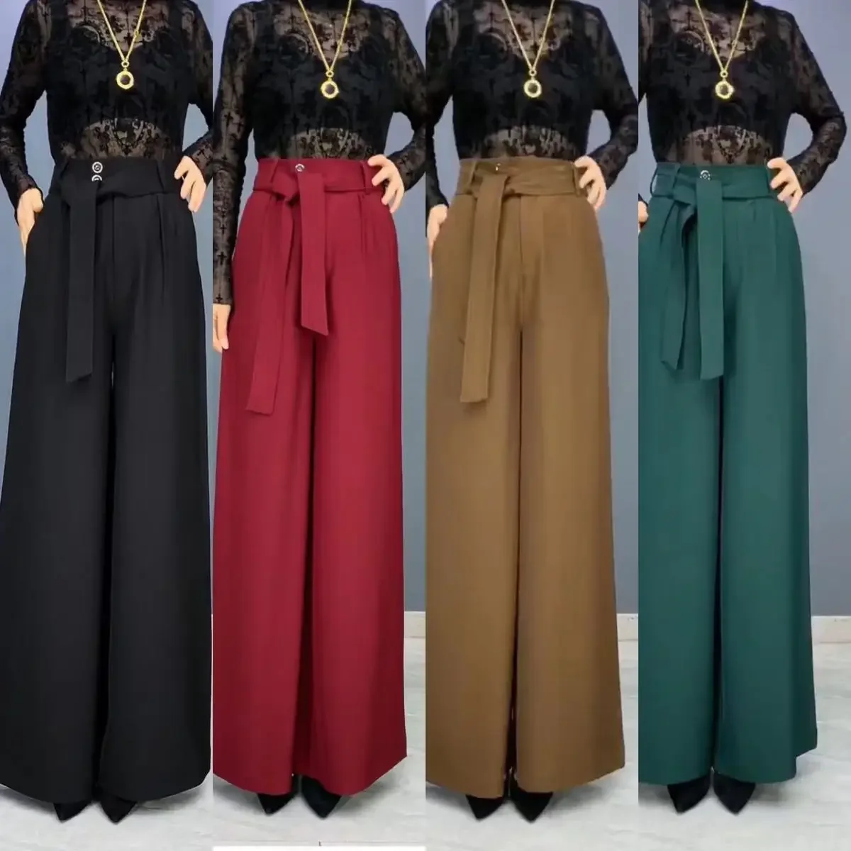 

with Large Loose Swing Pants Generous and Stylish Women's PantsSpring and Summer Jacquard High Waisted Fashionable Casual Pants