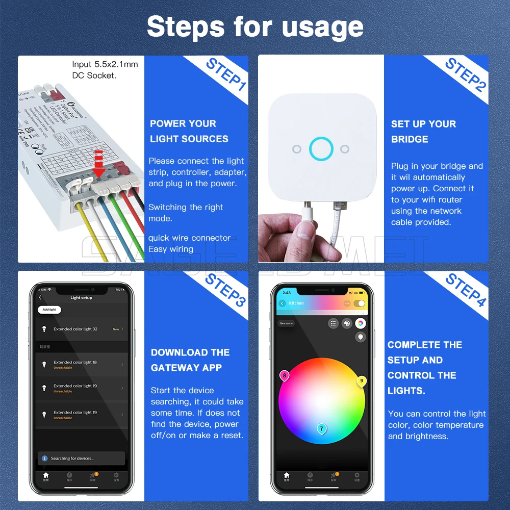 Imagem -04 - Gledopto Zigbee 3.0 Pro Mais em Controlador de Tira Led 20a Max Rgbcct Rgbw Rgb Cct Dimmer Alexa Homey Tuya Aplicativo Inteligente Controle Voz