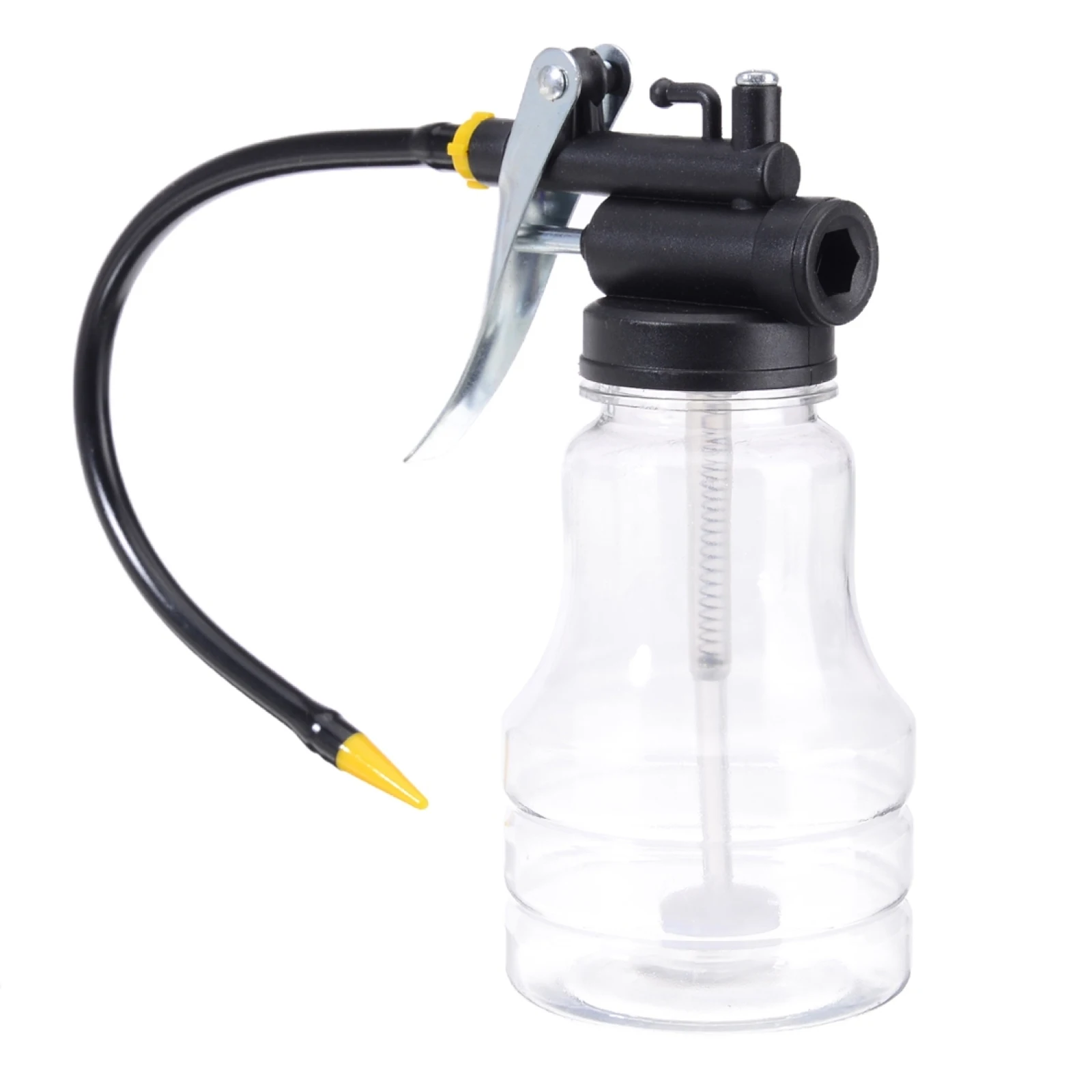 250cc Transparent High Pressure Pump Oiler Lubrication Oil Can Plastic Machine Oiler Grease 245mm Length flex Gun