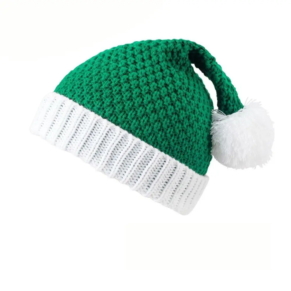 

Outdoor Strip Knitted Christmas Hat Cloth Accessories Knitting Plush Ball Soft Beanie Cartoon Muffler Santa Hat Boy