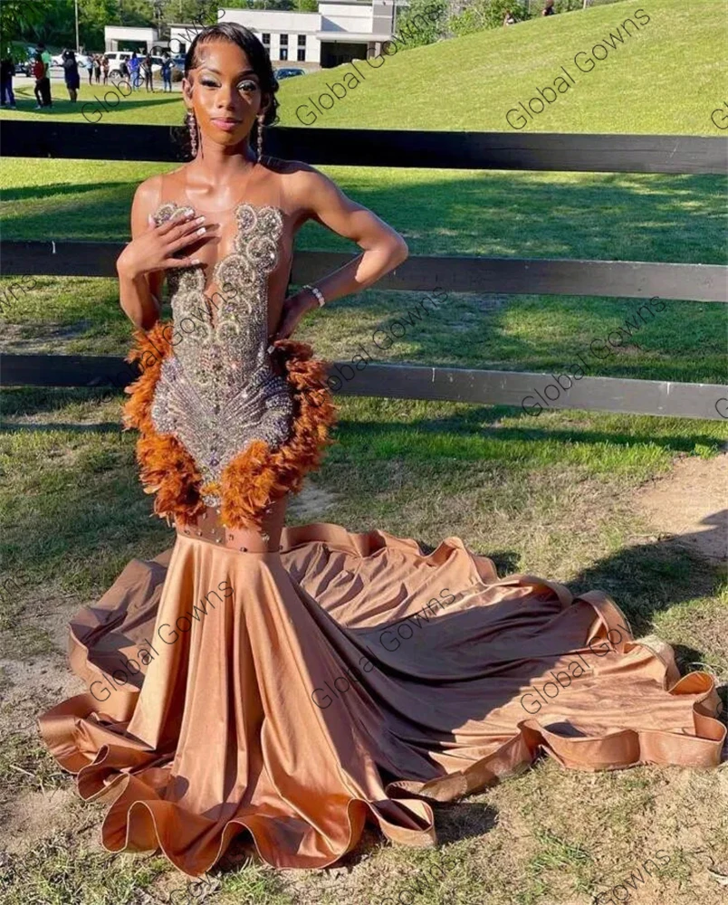 brown dress with feathers Dress For It Brown Satin Feather Trim Bandeau Maxi Dress Club L London