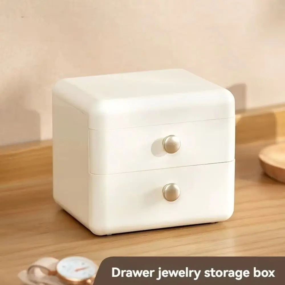 

Fashion Flip Drawer Jewelry Box with Mirror Dust-proof Drawer Storage Case Sorting Multifunctional Earring Holder Bracelet
