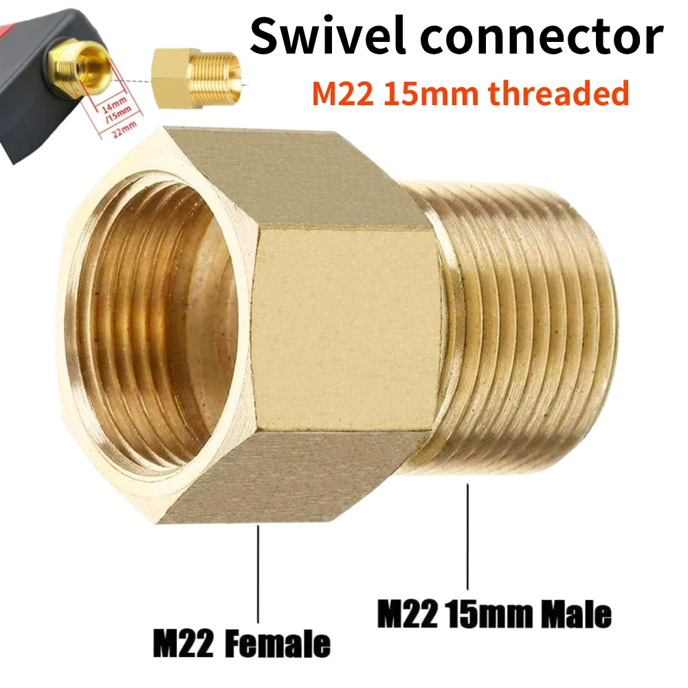 1Pcs High Pressure Washer Swivel Quick Connector Brass Water Pipe Hose Connector Internal Thread M22 To External Thread M22-15
