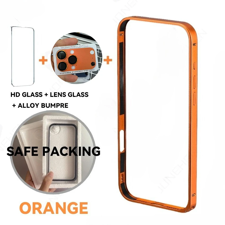 Aluminium Metall Rahmen Kamera Objektiv + Bildschirm Schützen Glas Film Set Fall Für IPhone 14 15 16 Pro Max Objektiv Transform 17 serie Abdeckung