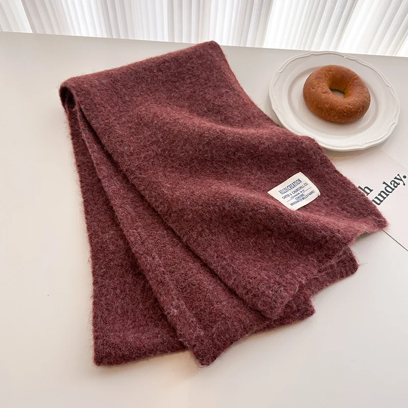 أفخم الصوف محبوك وشاح صغير أنماط كوريا الجديدة النساء الشتاء الأوشحة الدافئة مصمم بسيط سميكة شال لينة الباشمينا الرقبة