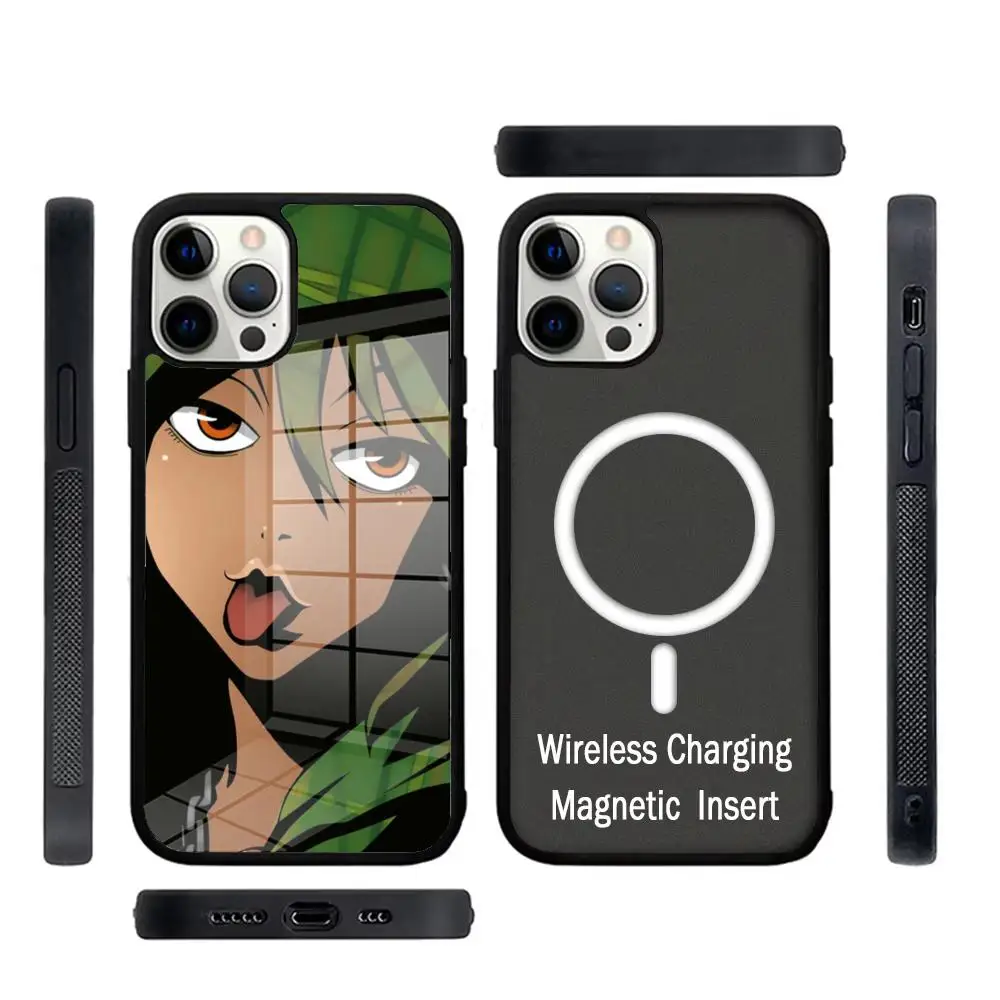 Michiko To Hatchin Michiko Malandro Phone Case Glass For IPhone 16 15 Promax 14 13 Pro 12 11 Magnetic charging Covers