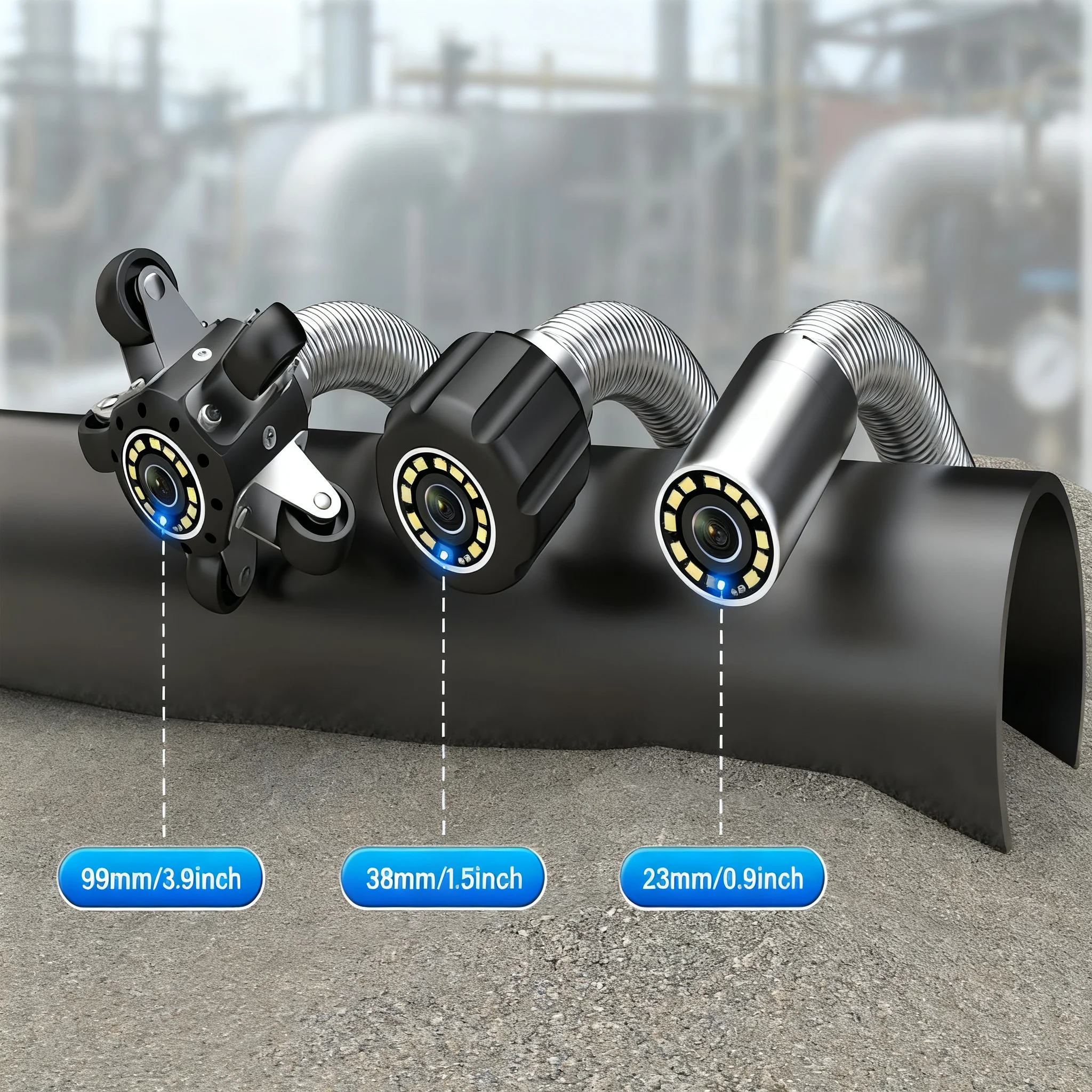 512Hz Transmitter Self-Leveling Sewer Camera, 5X Zoom DVR Record with 4500mAh Battery IP68 Waterproof Pipe Inspection Endoscope - Image 2