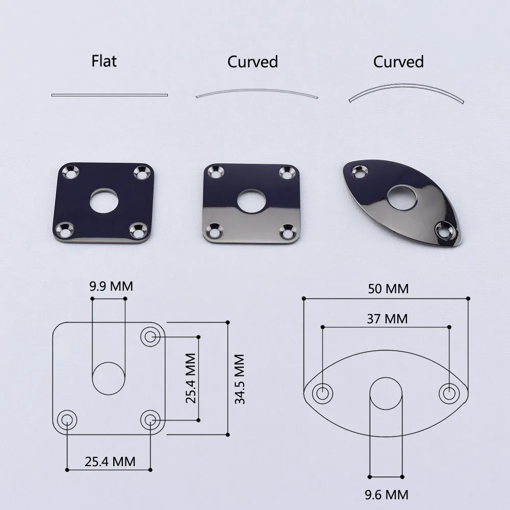 1 Set Flat / Curved Stainless Steel Jack Plate For Electric Guitar Bass - Made in Japan by GOTOH