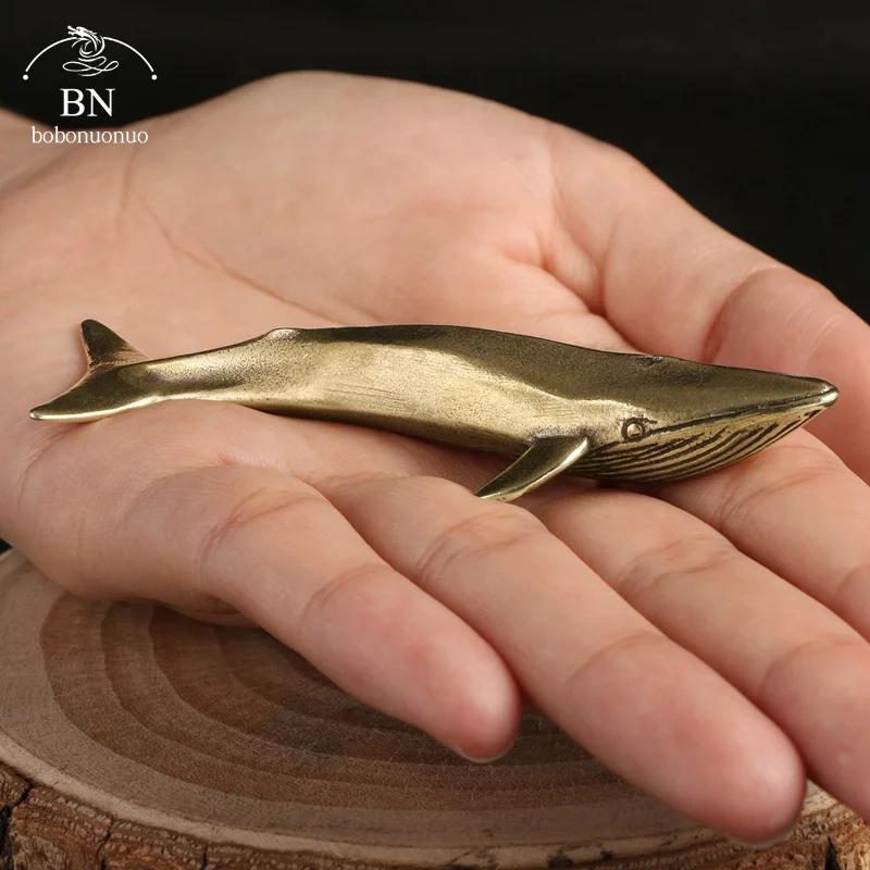 Solid Brass Blue whale Figurines Vintage Sea Animal Statue Desktop Ornaments Office Decorations Crafts Accessories Child Gifts