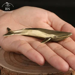 Solid Brass Blue whale Figurines Vintage Sea Animal Statue Desktop Ornaments Office Decorations Crafts Accessories Child Gifts