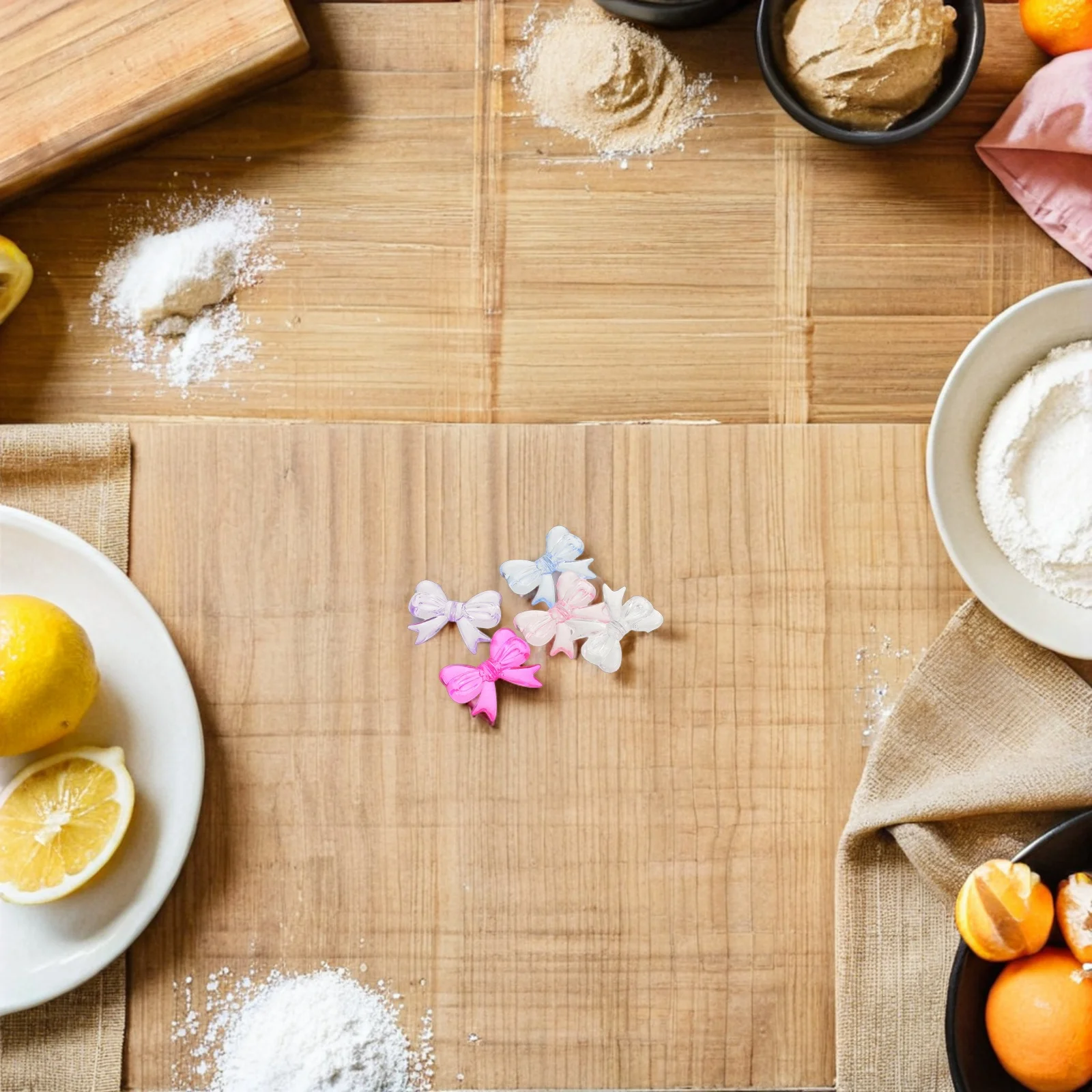 

50Pcs Bowknot Cake Toppers Transparent Colorful Bow Cake Insert Party Decorations Birthday Wedding Cupcake Ornaments