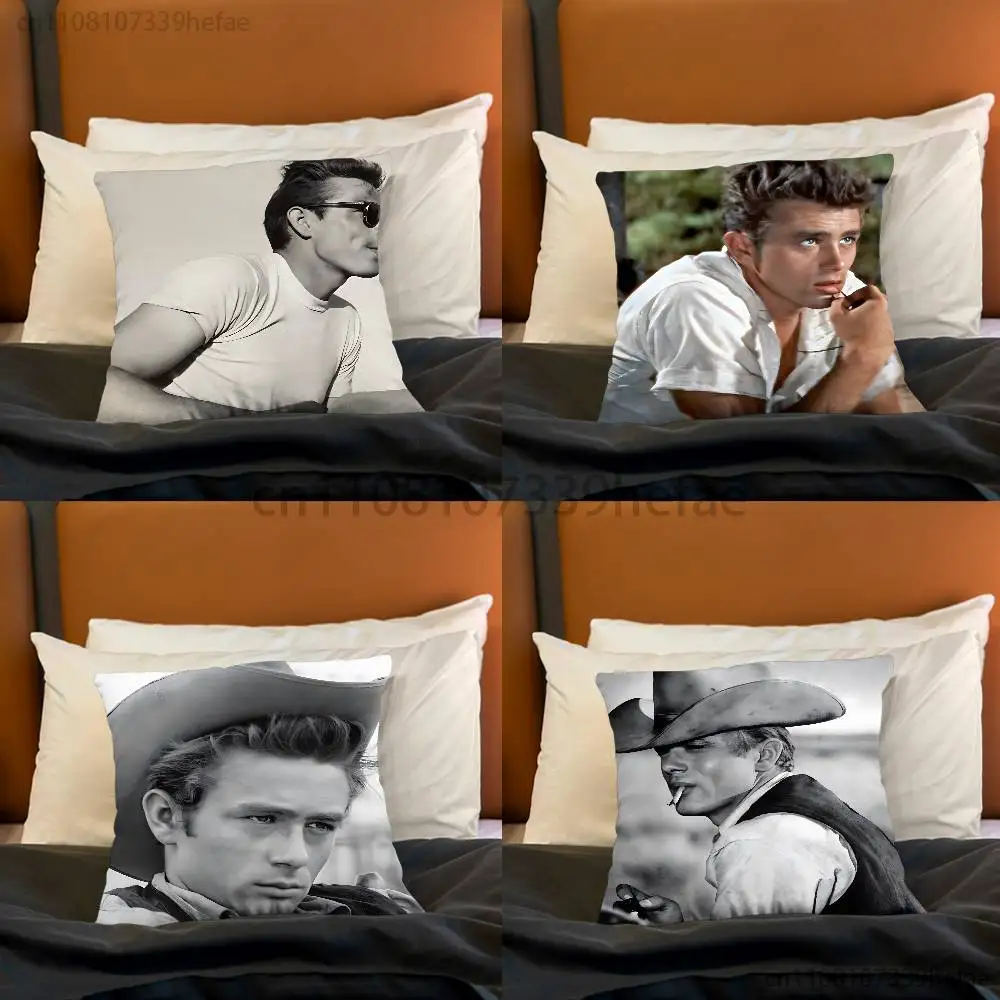 Classic Vintage J-James D-Dean Funny Pillow Case Anti-dustmite Pillowcase Invisible Zipper Silky Short Plush Sofa Cushion Cover