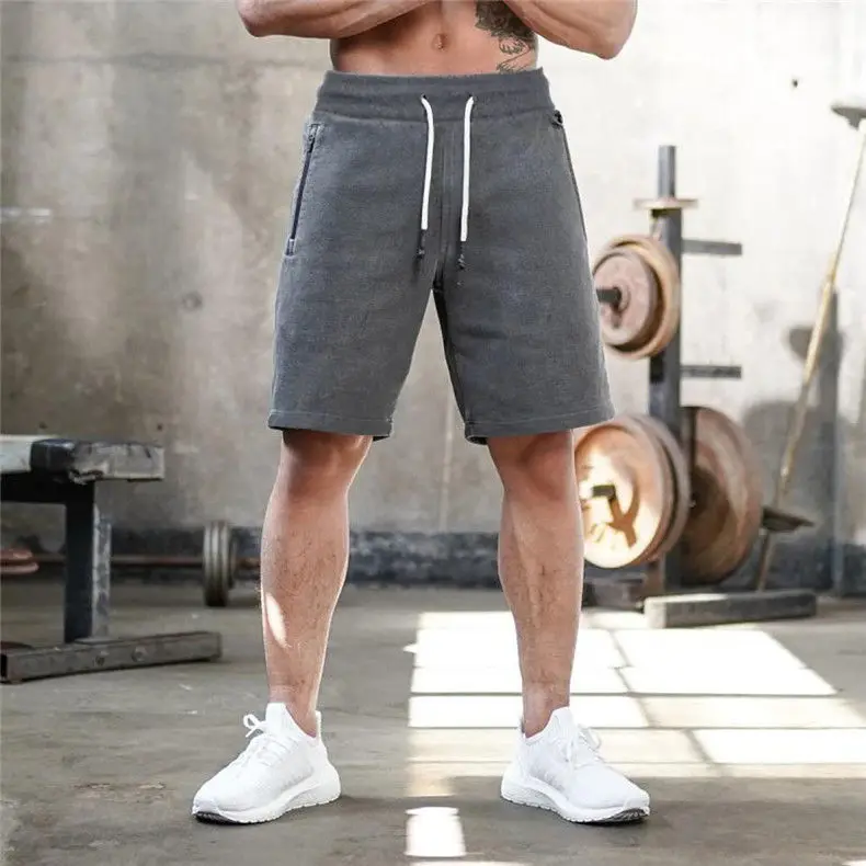 Open Crotch Outdoor Sex Cotton Sweatpants Men's Gym Shorts Sports Quick Dry Workout Running Casual Training Short Zipper Pockets