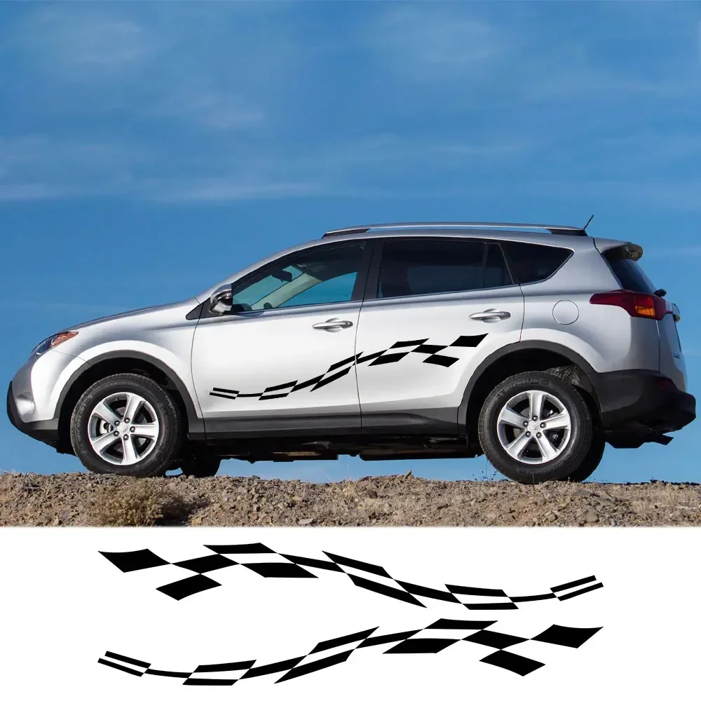 

Creative Car Door Side Sticker Racing Sport Styling Vinyl Lattice Decal Auto Body Decoration Tuning Accessories For Toyota RAV4