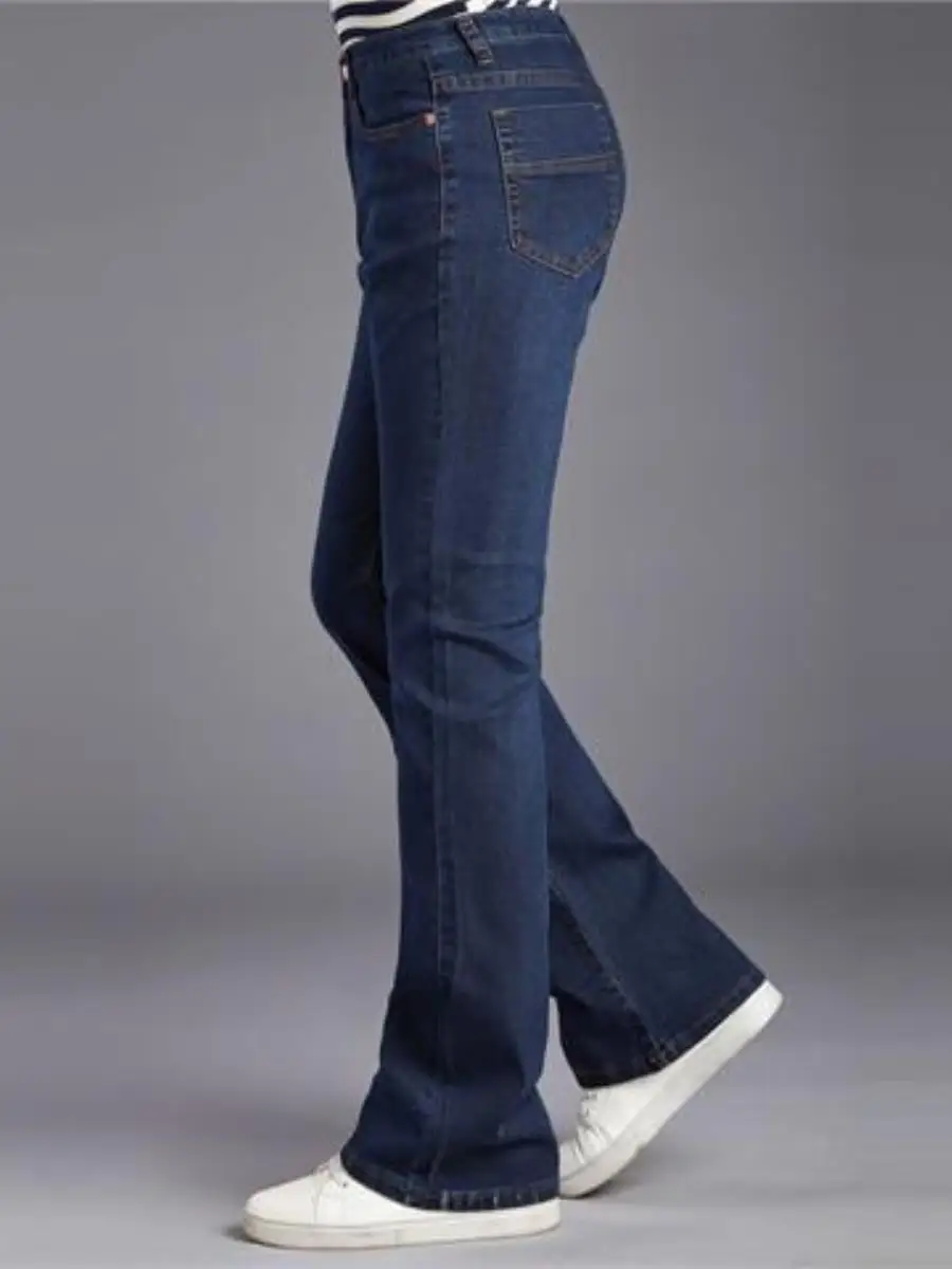 

Мужские джинсы-клеш Slim Fit с эластичной талией, повседневные длинные брюки, осенне-зимняя новинка, корейский молодежный стиль