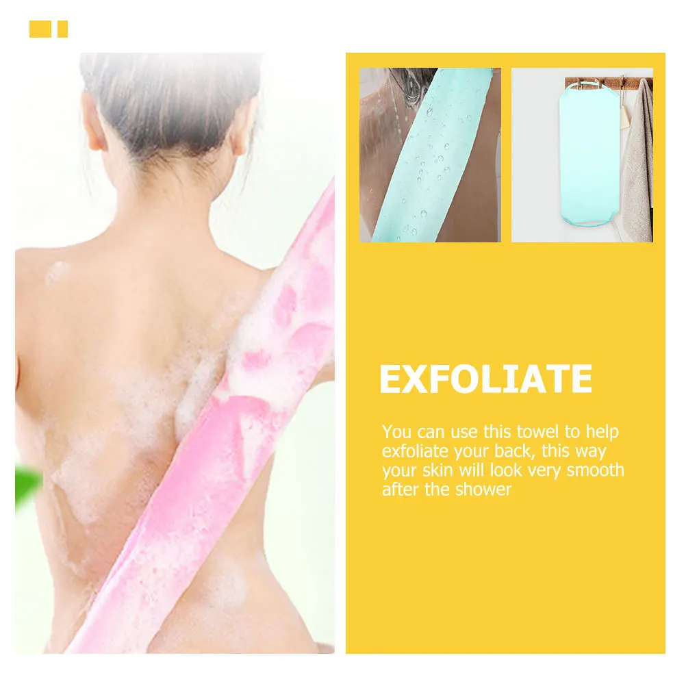 

3Pcs Exfoliating Bath Towel Back Scrubber for Shower Body Washing Tool with Handles Full Back Reach Foldable Space Saving