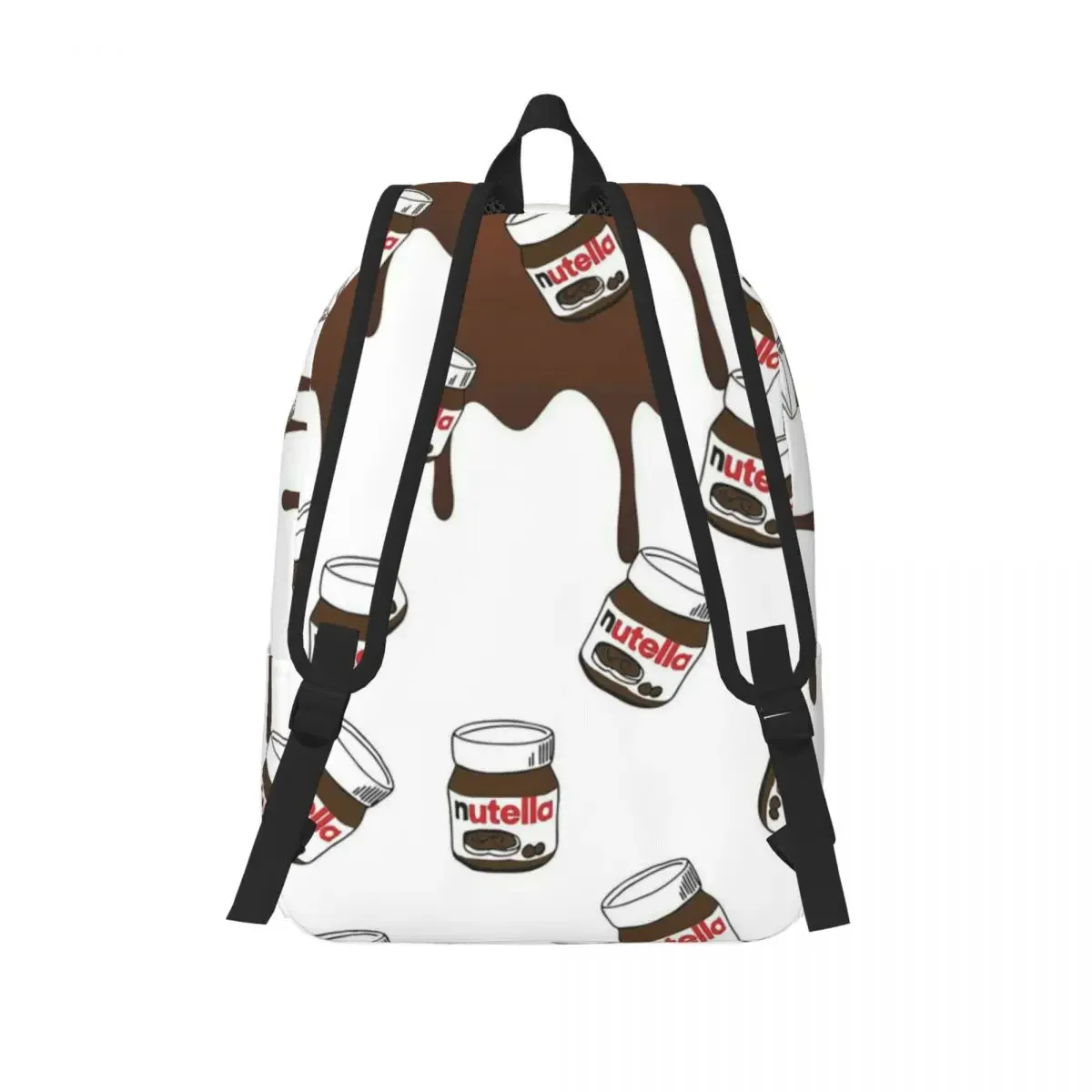 Mochila moderna de dibujos animados de Nutella para hombres y mujeres, morral de viaje duradero para estudiantes, bolsas de lona para computadora portátil