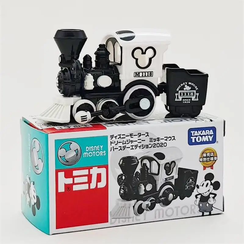 Genuine Tomica Tomica Alloy Car Disney Black And White Mickey Steam Train Model Toy Car Collection Children Birthday Gifts