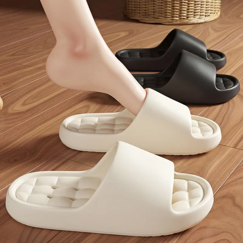 Non-slip Leaking Bathroom Slippers Women Summer Beach Quick-drying Thick Soles EVA Slides Woman Couple Soft Cloud Slippers 2026