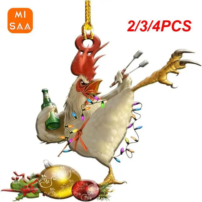 

2/3/4PCS Holiday Supplies Creative Modeling Acrylic Mirror Durable Trend Beautiful Popular Outdoor Decorations Christmas Cock