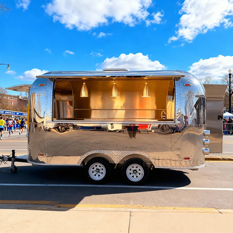 Outdoor Street Food Truck Largo Sweet Snack Crepe Food Serving Truck Beverage Coffee Vintage Custom Food Truck without Kitchen