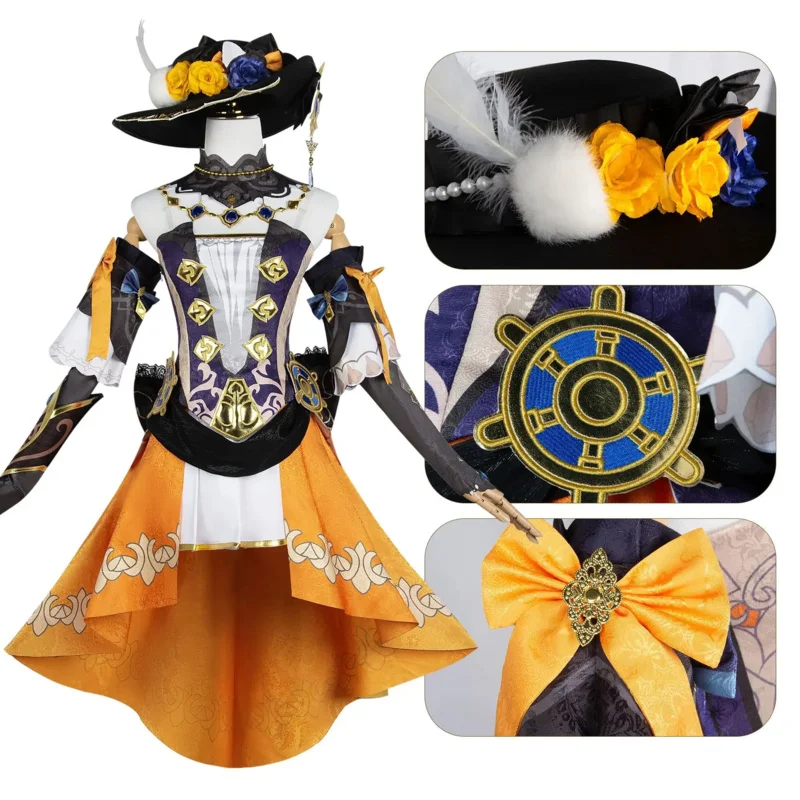 Genshin Impact Navia Cosplay Costume Wig Hat Set Women Dress Uniform  Halloween Party for Girls XC2720