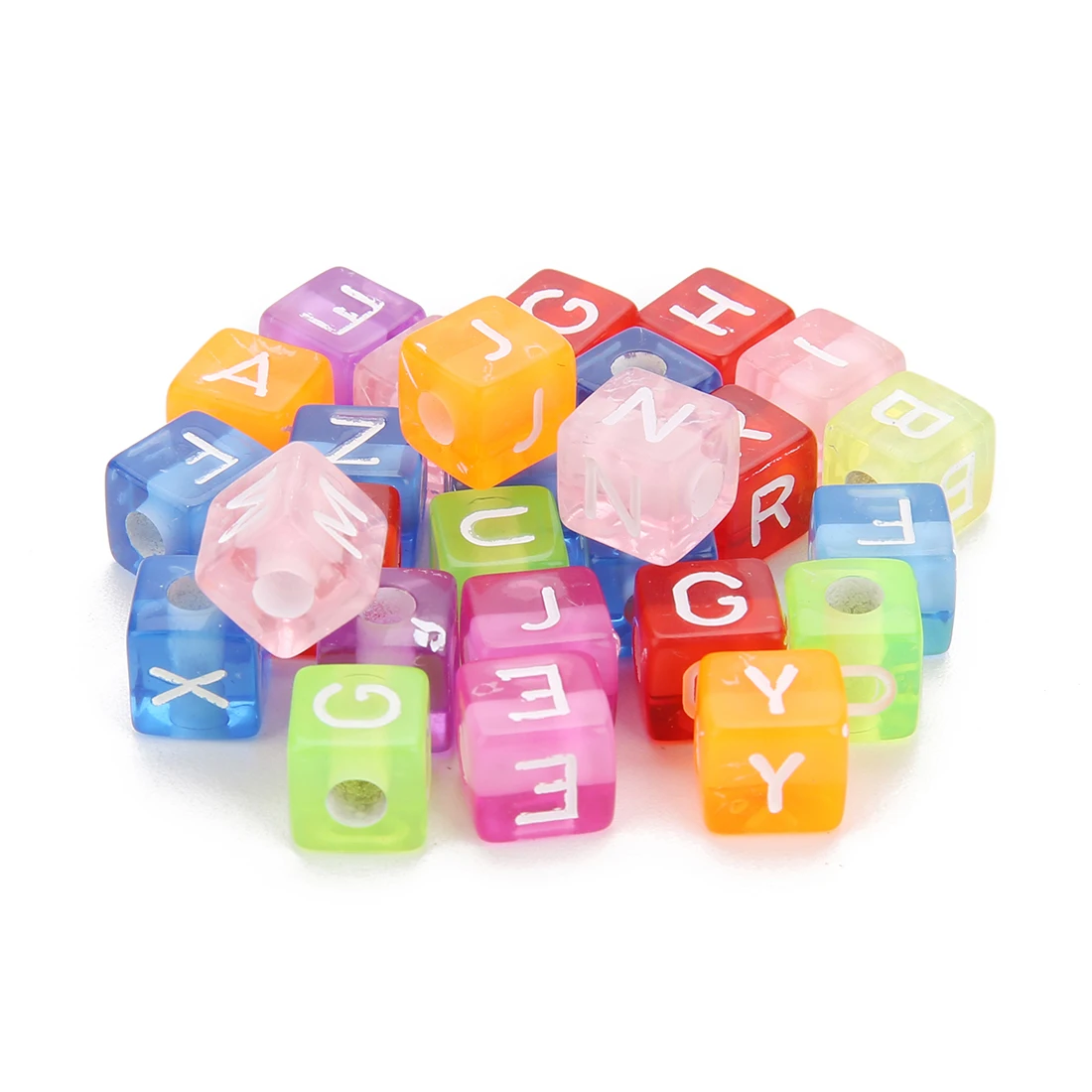 100Pcs 6/7/10mm Acrylic Cross Letter Square Bead For Bracelet Jewelry Handmade DIY Materials Cube Pendant With Big Hole