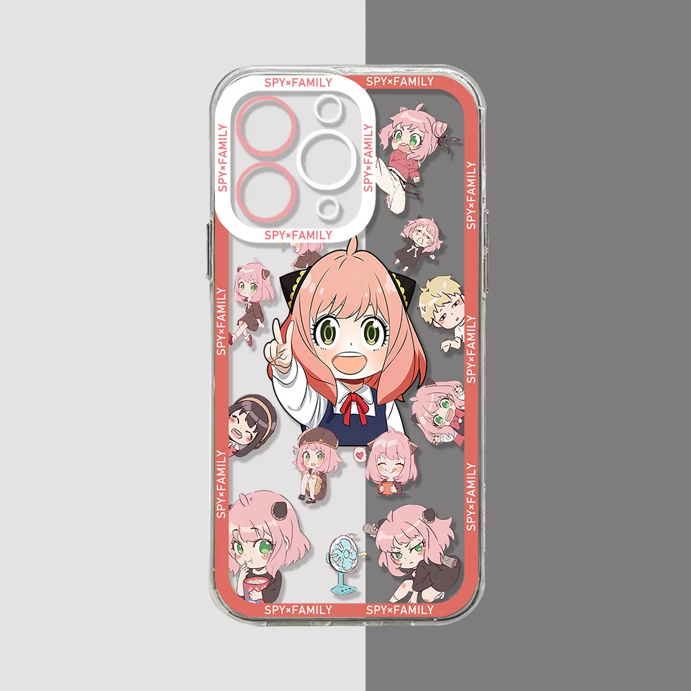 SPY X FAMILY Anime Kawaii Anya Phone Case For iPhone 15 14 13 12 11 Mini Pro Max X XR XSMax 6S 6 7 8 Plus SE20 Transparent Cover