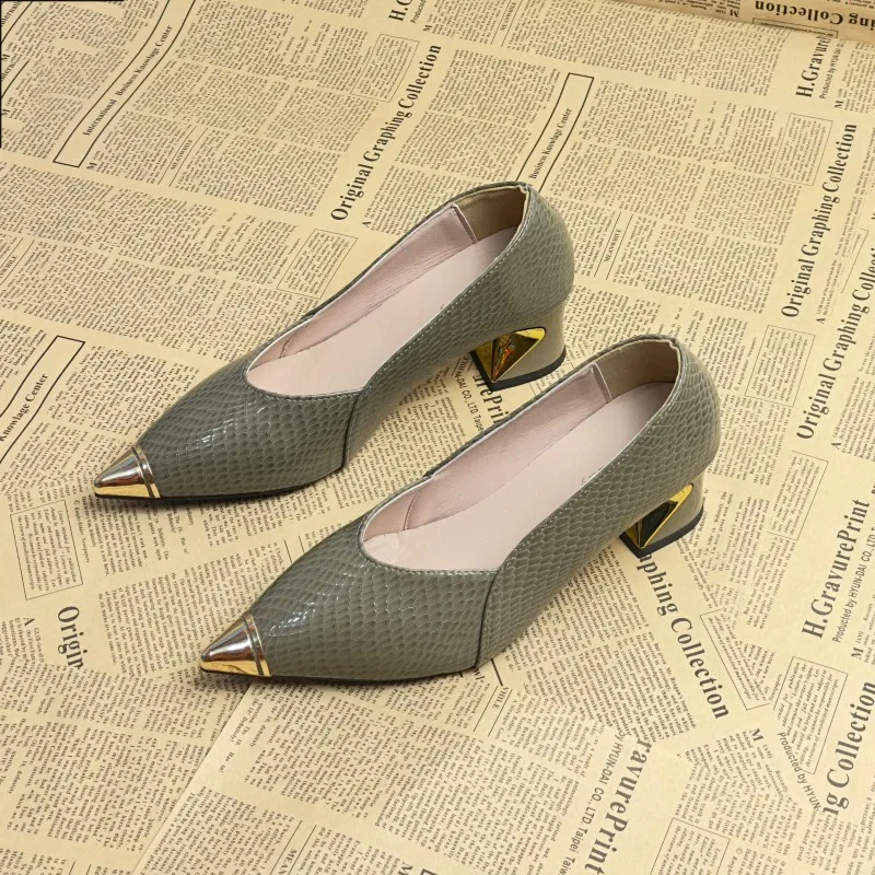 

Весенне-осенние женские простые элегантные и мягкие туфли на высоком каблуке, модные женские туфли с острым носком и низким берцем, Zapatos Mujer