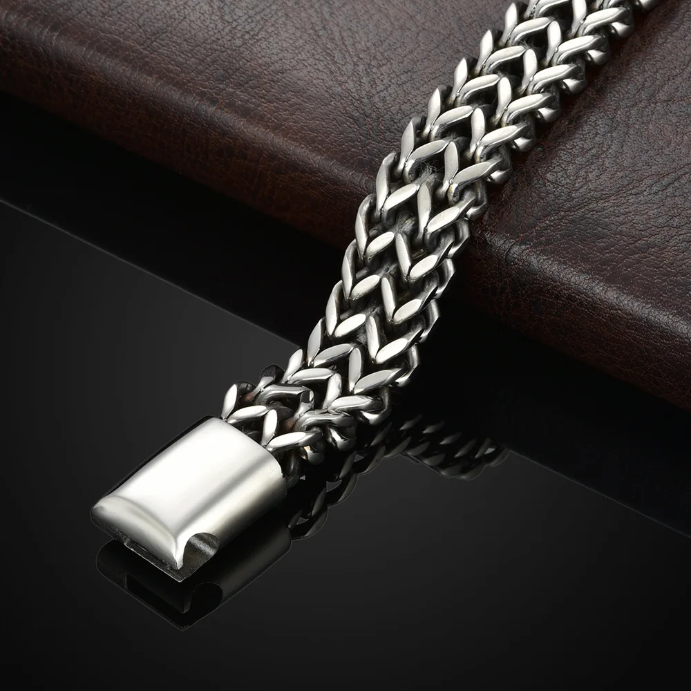Stainless Steel Braided Double Row Front and Rear Fish Scale Alloy Magnetic Buckle Bracelet with Keel Jewelry New Model - Detail 1