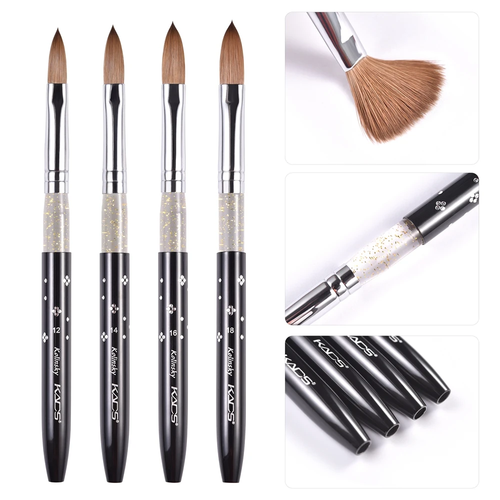 KADS 5Pcs Nail Acrylic Brush Black Kolinsky Sable Nail Design Tools Art Brush Set Brushes For Painting Manicure Nail Brushes